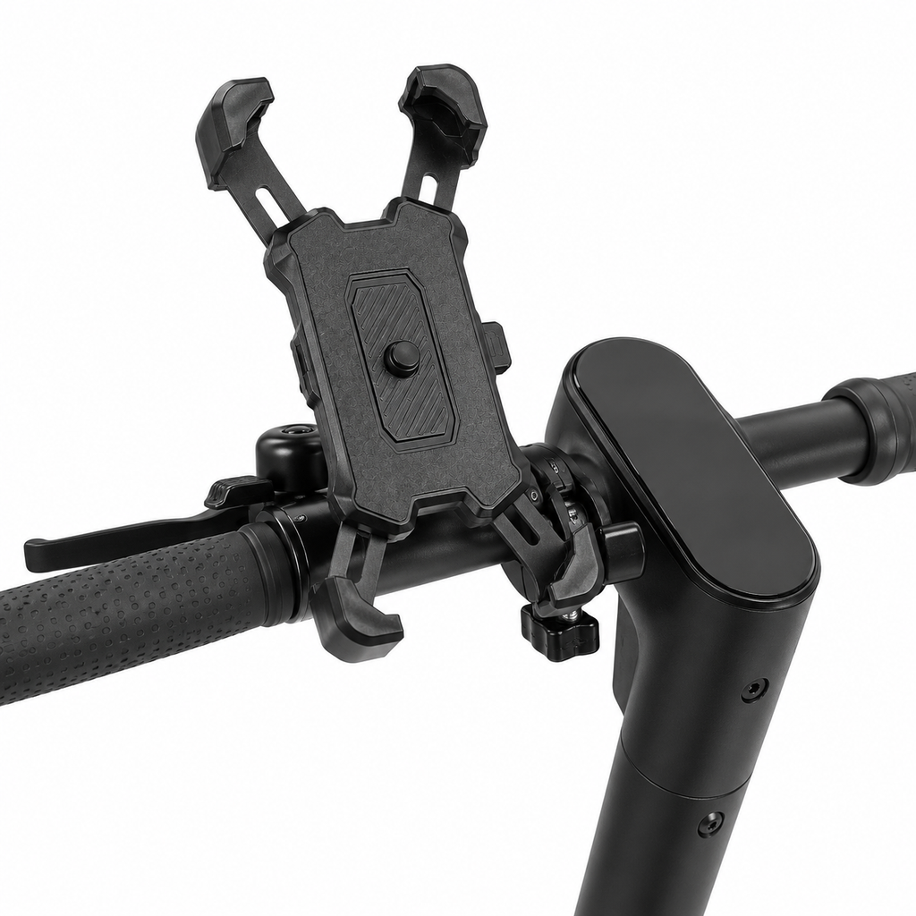 Universal Handyhalterung für E-Scooter – Sicherer 4 Punkt Halt & flexibel einstellbar